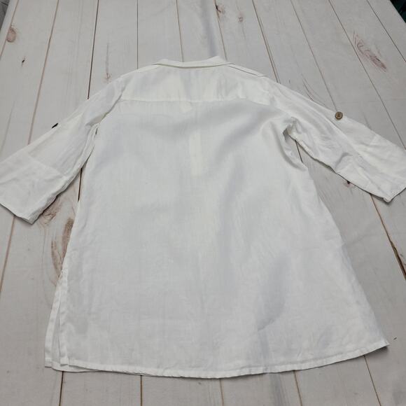 Saks Fifth Avenue 100% linen popover tunic top mini dress lagenlook - Picture 7 of 8